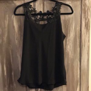 Black tank top with crochet straps